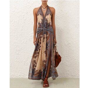 Zimmermann Ascension open-back printed cotton-voile halterneck maxi dress